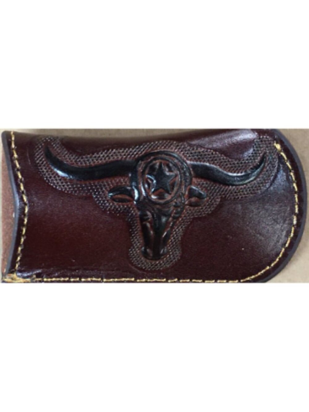 Coffee Brown Leather Longhorn Design Small Knife Sheath